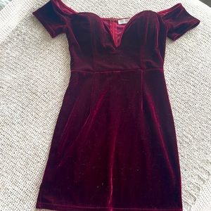 Tobi Deep V Red Mini Dress